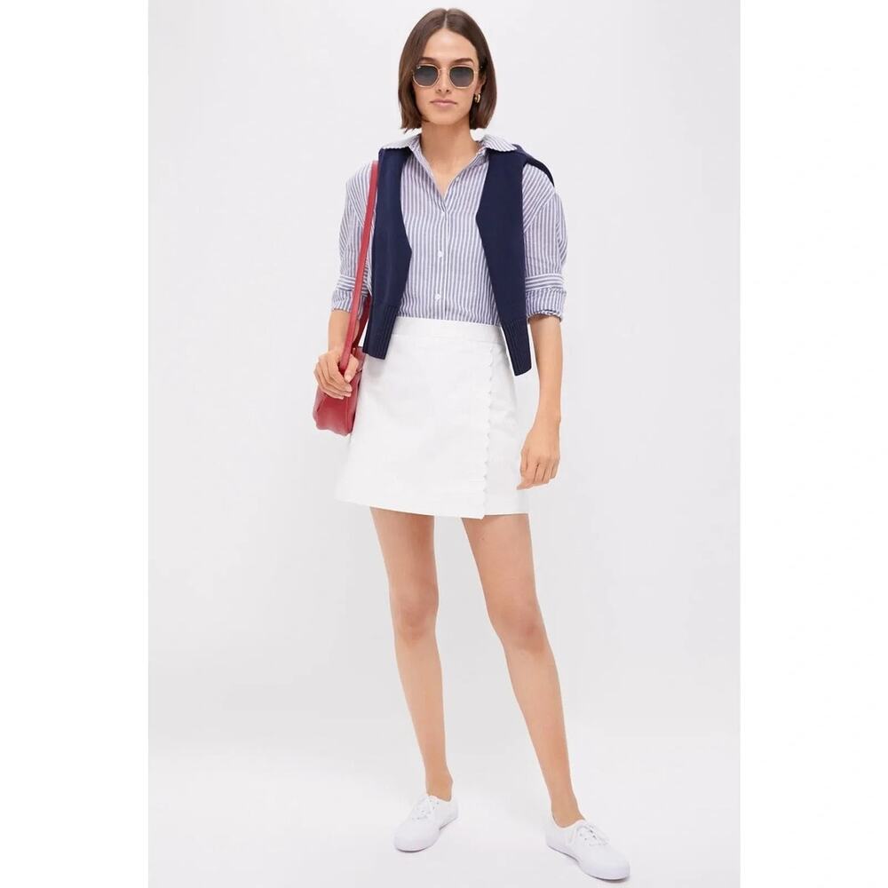 Tuckernuck Chino Billie Mini Skirt Size 2 White Scallop Twill Pockets Summer New